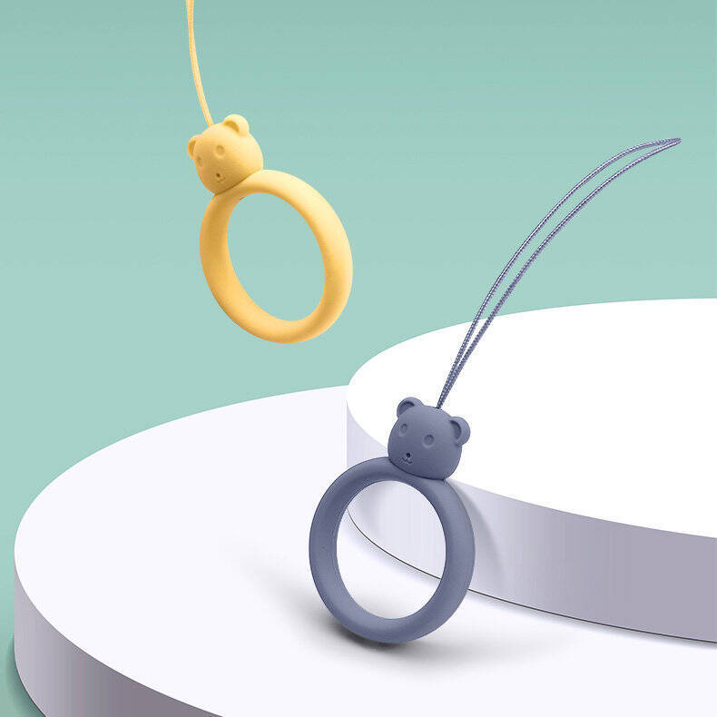 A SILICONE LANYARD FOR A PHONE BEAR RING ON A FINGER ORANGE