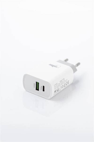 CALLME CHARGER LS13 2 USB QC3.0+PD WHITE WITH LIGHTNING CABLE