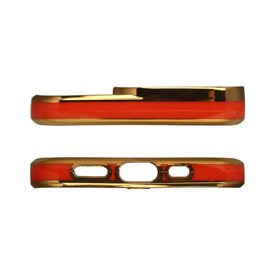 FASHION CASE FOR IPHONE 12 GOLD FRAME GEL COVER RED
