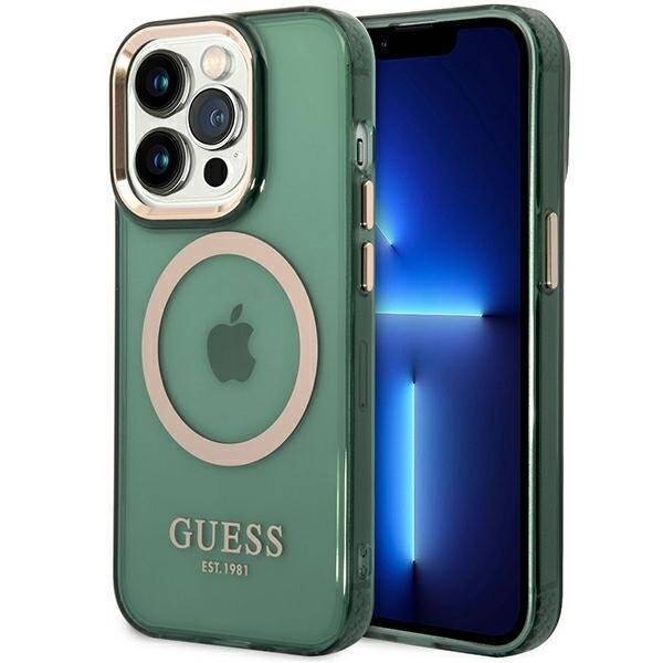 GUESS GUHMP14XHTCMA IPHONE 14 PRO MAX 6.7 "GREEN/KHAKI HARD CASE GOLD OUTLINE TRANSLUENT MAGSAFE