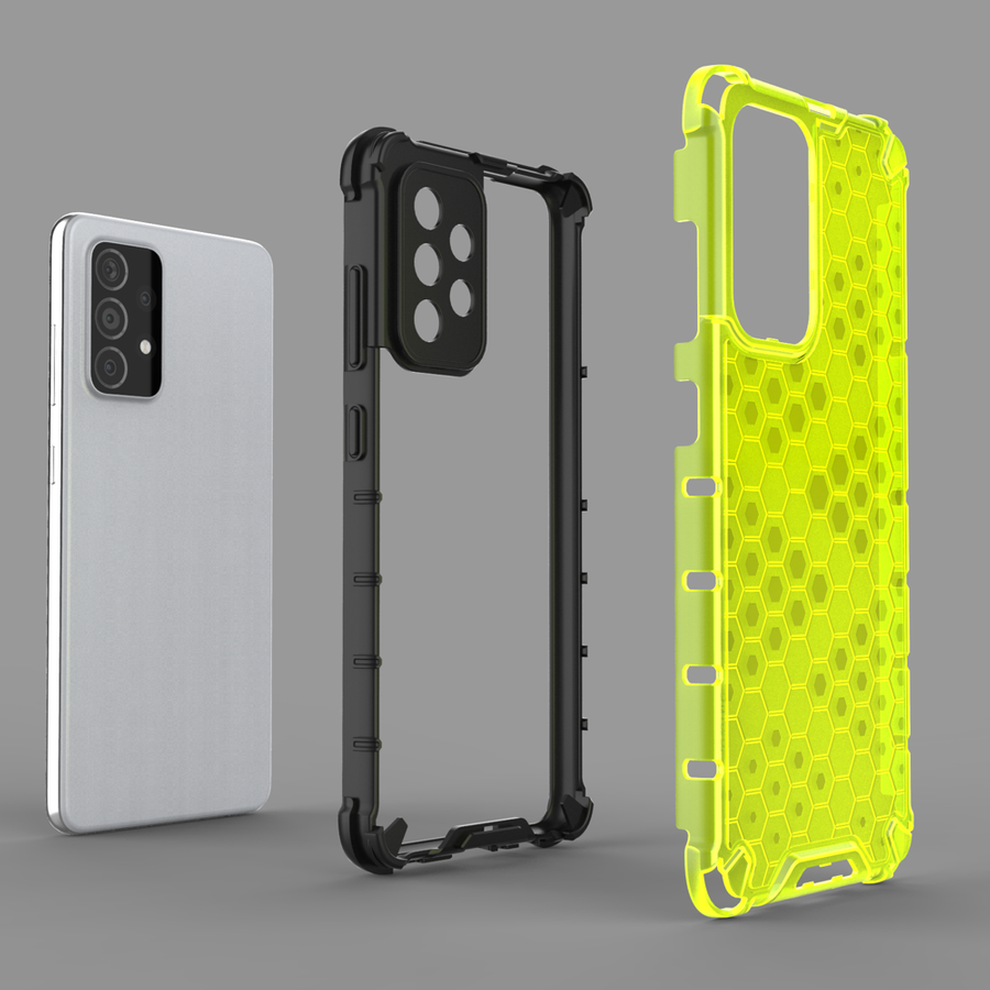 HONEYCOMB CASE ARMOR COVER WITH TPU BUMPER FOR SAMSUNG GALAXY A52S 5G / A52 5G / A52 4G TRANSPARENT