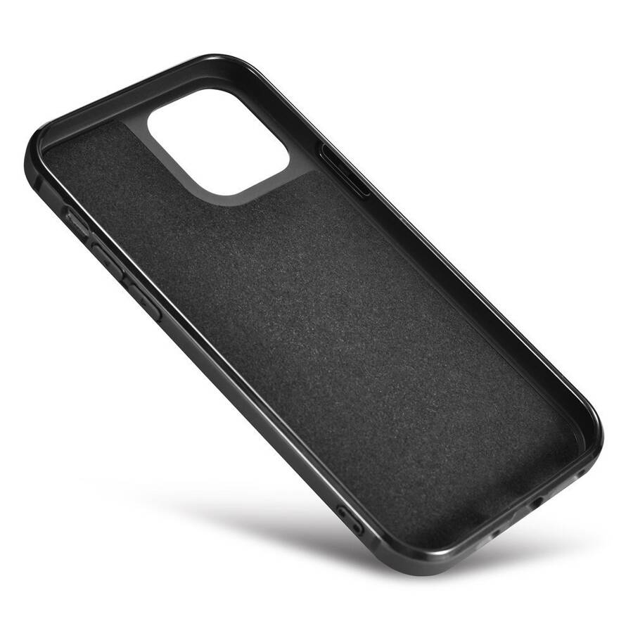ICARER LEATHER OIL WAX CASE COVERED WITH NATURAL LEATHER FOR IPHONE 12 PRO MAX BLACK (ALI1206-BK)