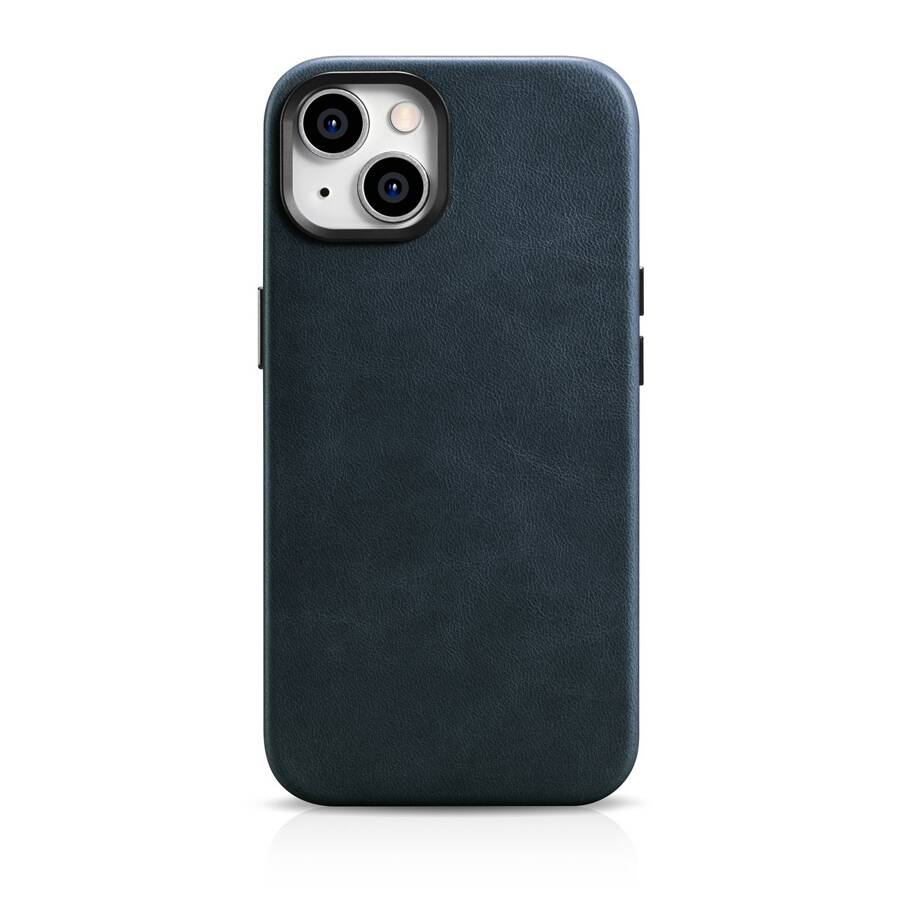 ICARER OIL WAX PREMIUM LEATHER CASE IPHONE 14 MAGNETIC LEATHER CASE WITH MAGSAFE DARK BLUE (WMI14220701-BU)
