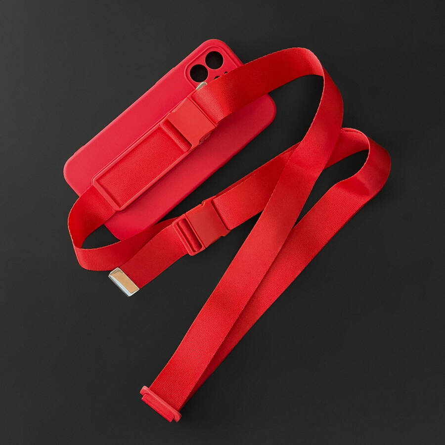 ROPE CASE GEL TPU AIRBAG CASE COVER WITH LANYARD FOR IPHONE 13 MINI RED
