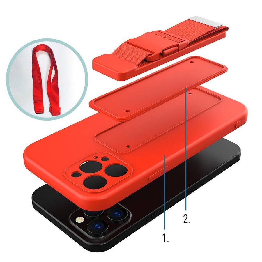 ROPE CASE SILICONE LANYARD COVER PURSE LANYARD STRAP FOR SAMSUNG GALAXY A33 5G RED