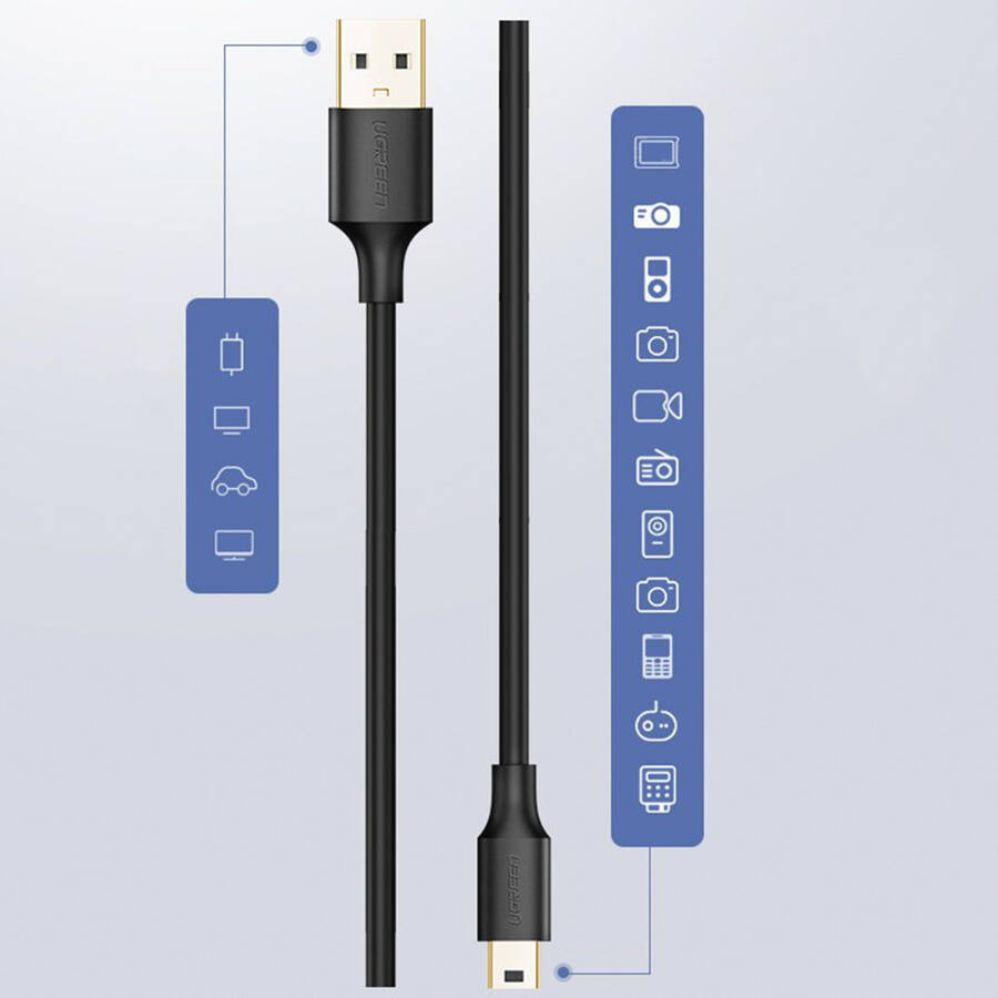 UGREEN CABLE USB - MINI USB CABLE 480 MBPS 2 M BLACK (US132 30472)