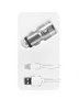(4552) SUCTION CHARGER MOCOLO 2XUSB FAST CHARGER SILVER + LIGHTNING CABLE 1M WHITE