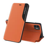 ECO LEATHER VIEW CASE ELEGANT BOOKCASE TYPE CASE WITH KICKSTAND FOR IPHONE 13 ORANGE