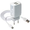 XO WALL CHARGER L35D + CABLE MICRO WHITE 2USB 2.1A