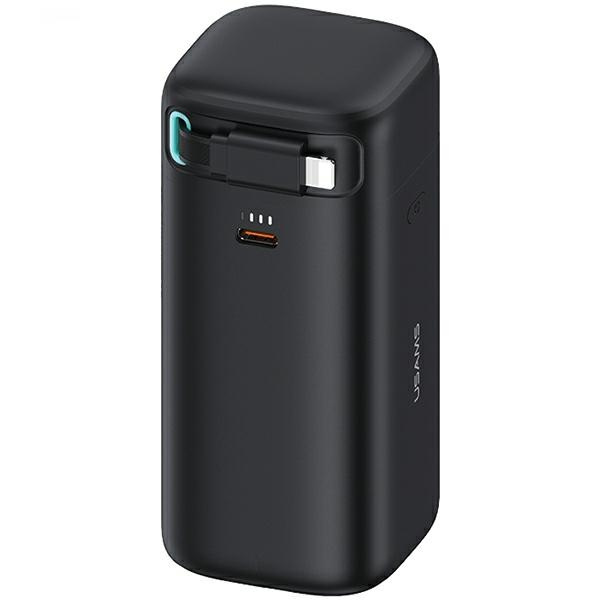 USAMS Powerbank ze zwijanym kablem Retractable Lightning 18000 mAh PD45W Fast Charge XMF Series czarny/black 20KCD21701 (US-CD217)