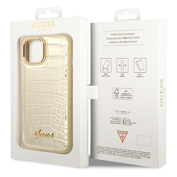 Guess GUHCP14MHGCRHD iPhone 14 Plus/ 15 Plus 6.7" złoty/gold hardcase Croco Collection