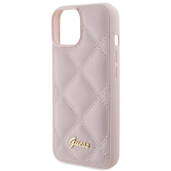 Guess GUHCP15SPSQSQSP iPhone 15 / 14 / 13 6.1" różowy/pink hardcase Quilted Metal Logo