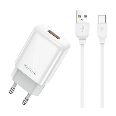 JELLICO wall charger EU01 2.4A 12W 1xUSB + cable USB-C White
