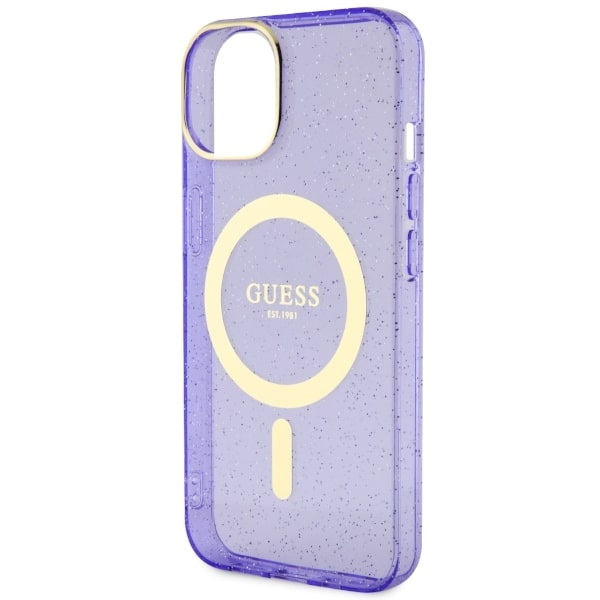 Guess GUHMP14MHCMCGU iPhone 14 Plus/ 15 Plus 6.7" purpurowy/purple hardcase Glitter Gold MagSafe