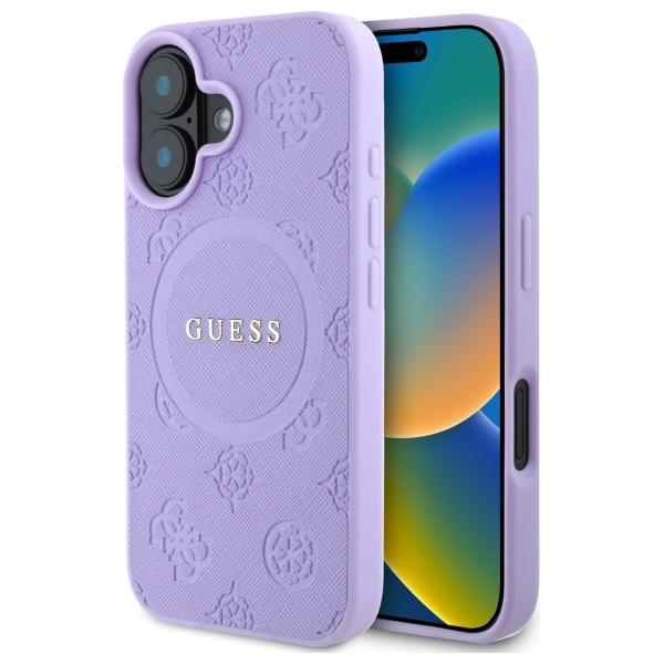 Guess GUHMP16SPSAPSMEU iPhone 16 6.1" fioletowy/purple hardcase Saffiano Peony Classic Logo MagSafe
