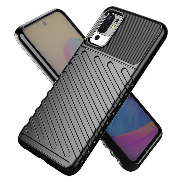 THUNDER CASE FLEXIBLE TOUGH RUGGED COVER TPU CASE FOR XIAOMI REDMI NOTE 10 5G / POCO M3 PRO BLACK