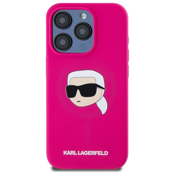 Karl Lagerfeld KLHMP15XSKHPPLF iPhone 15  Pro Max 6.7" fuksja/fuschia hardcase Silicone Karl Head Print MagSafe