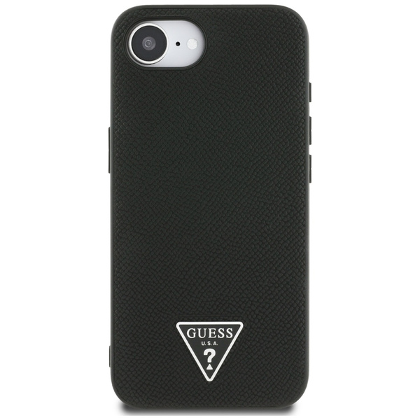 Etui Guess Grained Triangle MagSafe do   iPhone 16e czarny