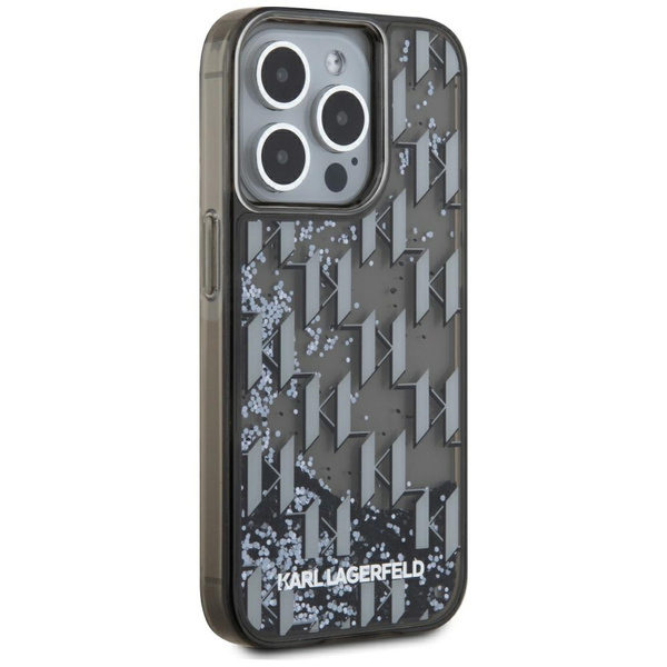 Etui Karl Lagerfeld Liquide Glitter      Monogram Gradient do iPhone 15 Pro Max czarny