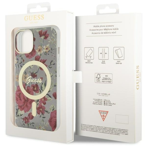 Guess GUHMP14SHCFWSA iPhone 14 / 15 / 136.1" zielony/khaki hardcase Flower MagSafe