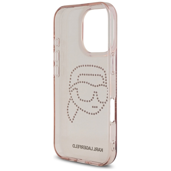 Etui Karl Lagerfeld IML Rhinestones Karl  Head do iPhone 16 Pro Max różowy