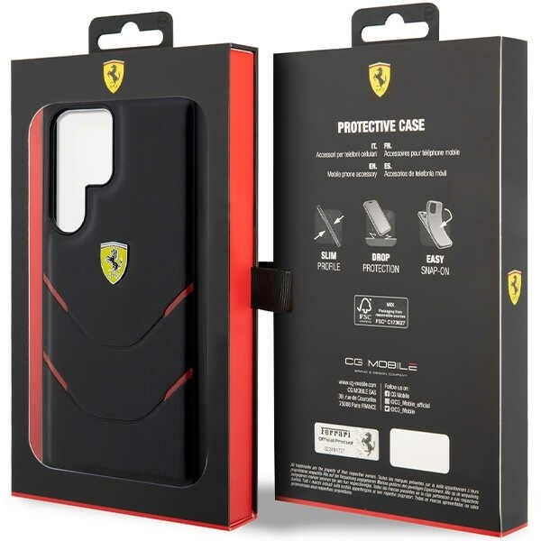 Etui Ferrari Hot Stamp Lines na Samsung Galaxy S23 Ultra - czarne