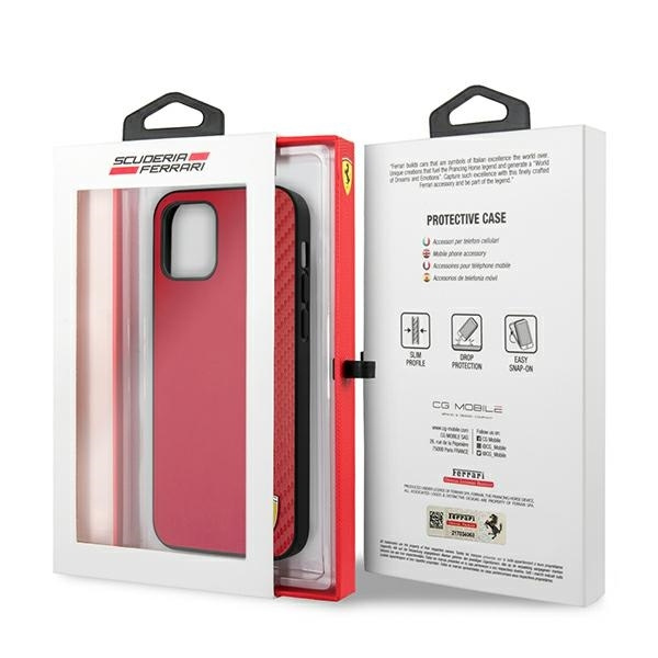 Ferrari FESAXHCP12LRE iPhone 12 Pro Max 6.7" red/red hardcase On Track Carbon Stripe