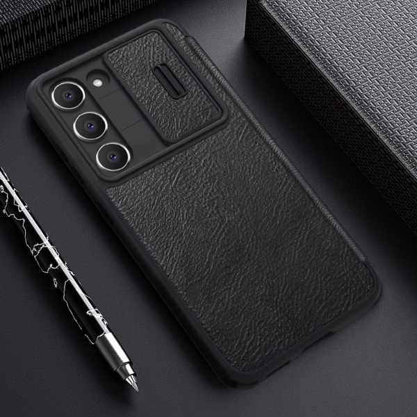 Nillkin Qin Leather Pro Case Case for Samsung Galaxy S23+ Cover with Flip Camera Protector Brown