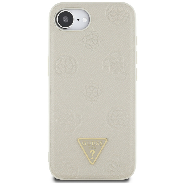 Etui Guess Grained Hot Stamp Peony       Triangle Logo MagSafe do iPhone 16e beżowy