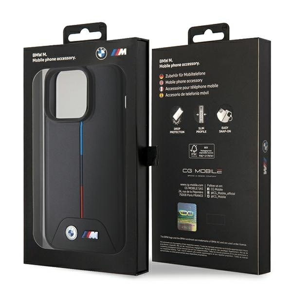 Etui BMW Quilted Tricolor MagSafe na iPhone 15 Pro Max - czarne