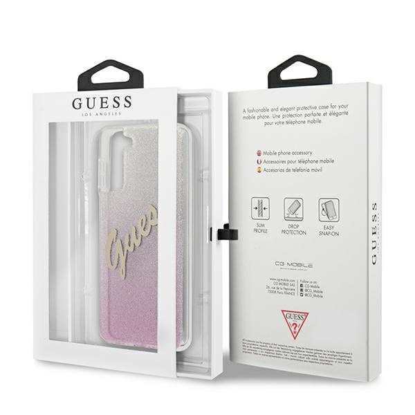 Guess GUHCS21MPCUGLSPI S21+ G996różowy/pink hardcase Glitter Gradient Script