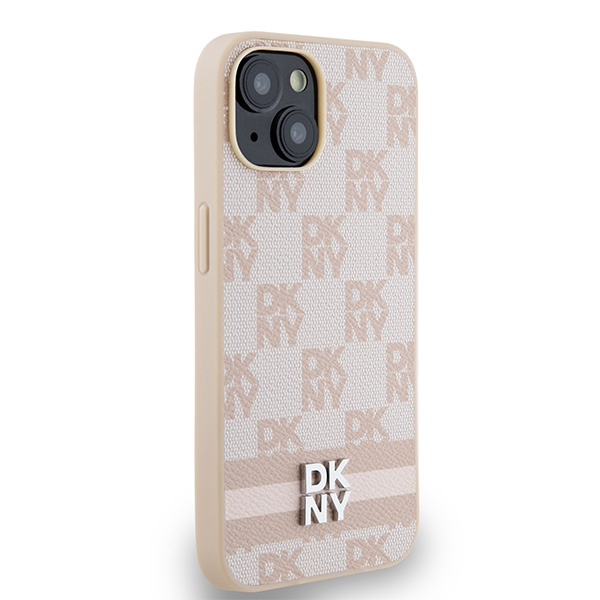 DKNY DKHCP15SPCPTSSP iPhone 15 / 14 / 136.1" różowy/pink hardcase Leather Checkered Mono Pattern & Printed Stripes