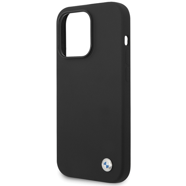 BMW Silicone Metal Logo iPhone 15 Pro Max Case - Black