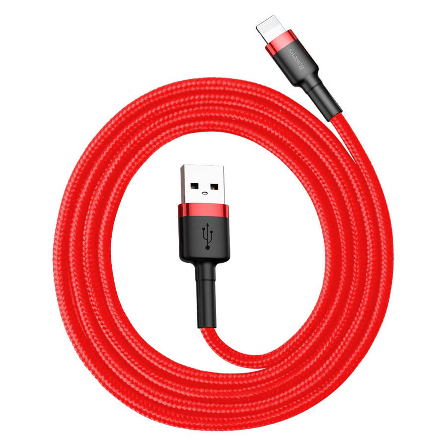 Baseus Cafule Cable wytrzymały nylonowy kabel przewód USB / Lightning QC3.0 2.4A 1M czerwony (CALKLF-B09)