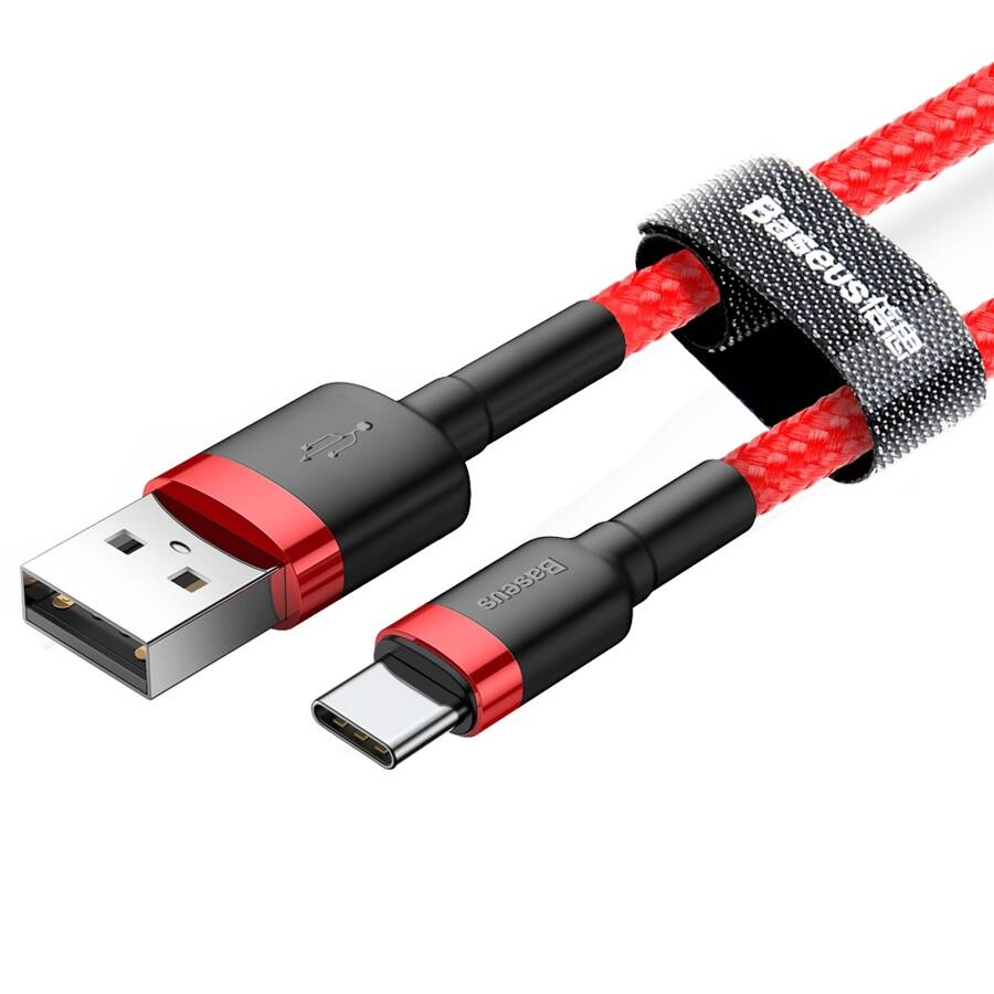 Baseus Cafule Cable wytrzymały nylonowy kabel przewód USB / USB-C QC3.0 2A 2M czerwony (CATKLF-C09)