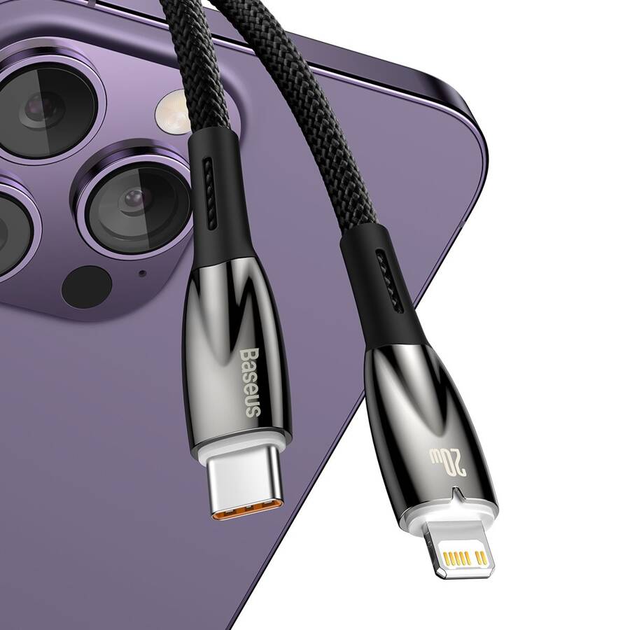 Baseus Glimmer Series kabel do szybkiego ładowania USB-C - Lightning 480Mb/s PD 20W 1m czarny