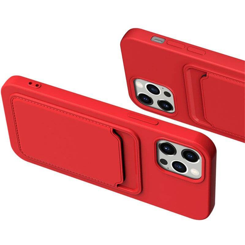 Card Case silikonowe etui portfel z kieszonką na kartę dokumenty do Samsung Galaxy S21+ 5G (S21 Plus 5G) czerwony