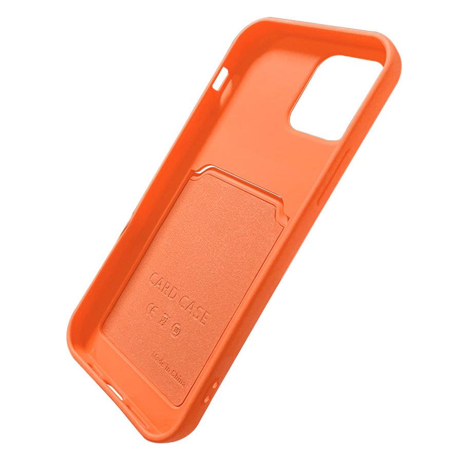 Card Case silikonowe etui portfel z kieszonką na kartę dokumenty do iPhone 13 mini pomarańczowy