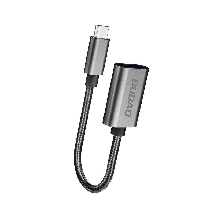 Dudao adapter przejściówka kabel OTG z USB 2.0 na USB Typ C szary (L15T)