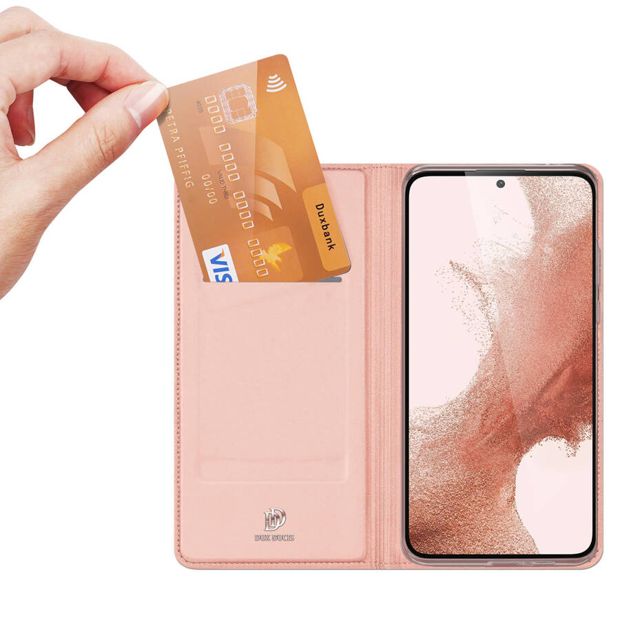 Dux Ducis Skin Pro etui Samsung Galaxy S23 pokrowiec z klapką portfel na kartę podstawka różowe