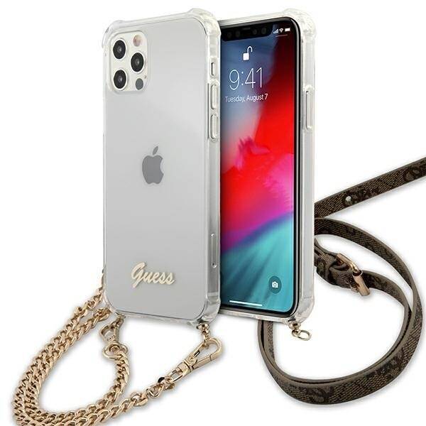 GUESS GUHCP12LKC4GSGO IPHONE 12 PRO MAX 6,7" TRANSPARENT HARDCASE 4G GOLD CHAIN