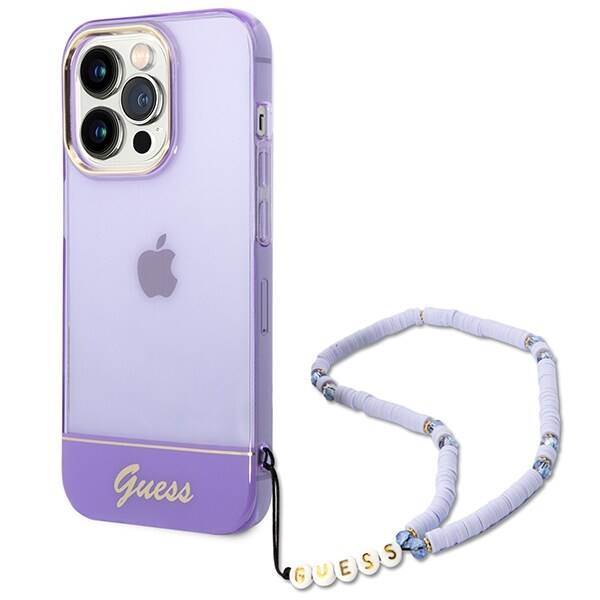 GUESS GUHCP14XHGCOHU IPHONE 14 PRO MAX 6,7" FIOLETOWY/PURPLE HARDCASE TRANSLUCENT PEARL STRAP