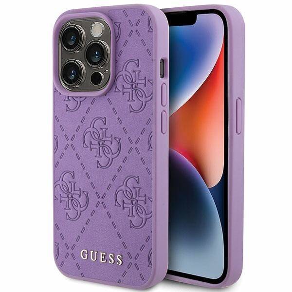 Guess GUHCP15XP4EPMU iPhone 15 Pro Max 6.7" fioletowy/light purple hardcase Leather 4G Stamped