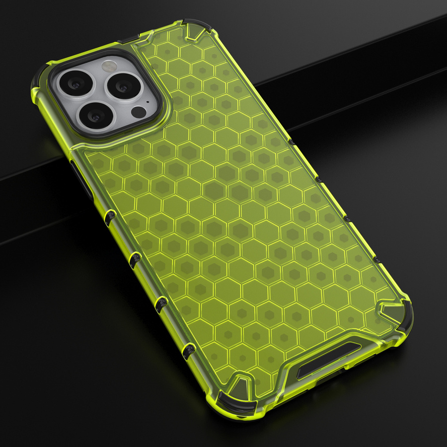 Honeycomb etui pancerny pokrowiec z żelową ramką iPhone 13 Pro Max zielony