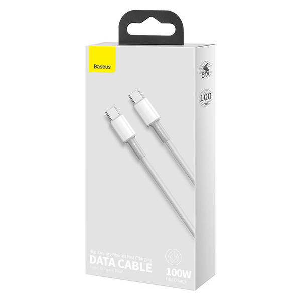 Kabel USB-C do USB-C Baseus High Density Braided, 100W, 1m (biały)