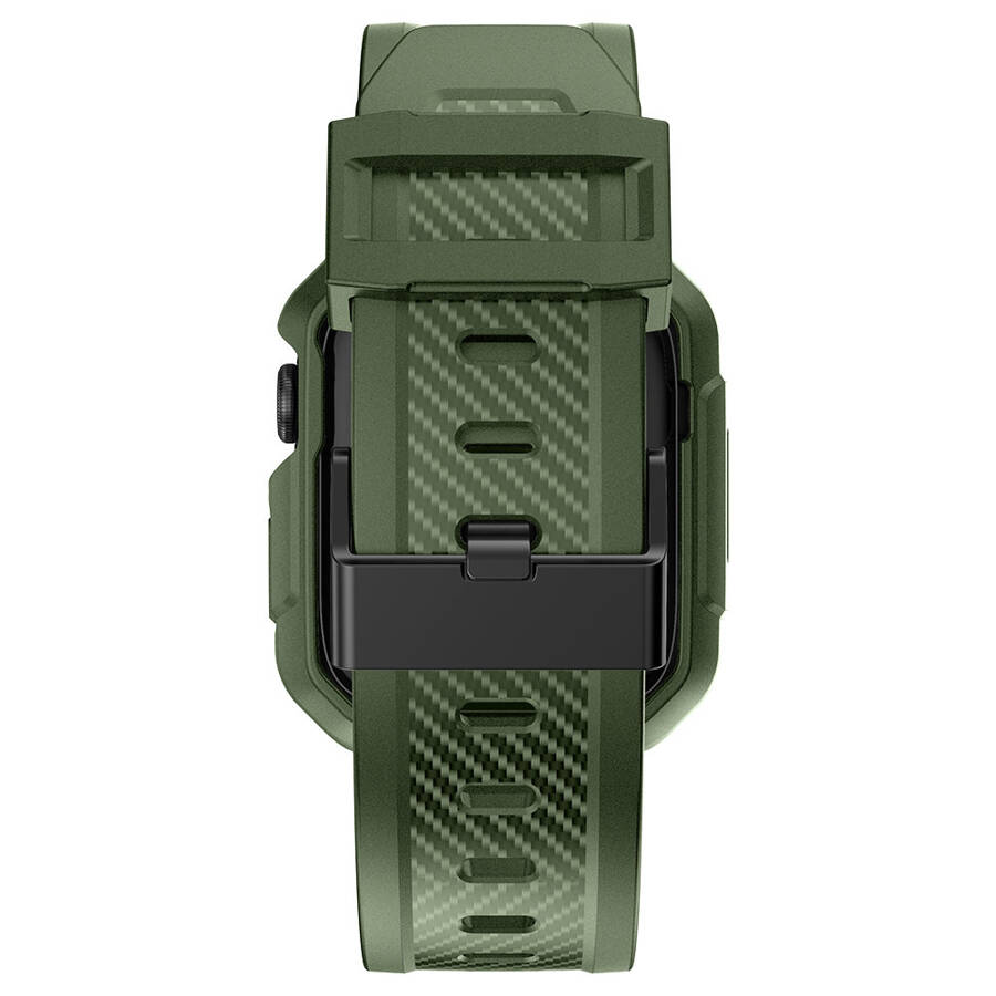 Kingxbar CYF537 2w1 pancerne etui Apple Watch SE, 8, 7, 6, 5, 4, 3, 2, 1 (45, 44, 42 mm) z paskiem zielone