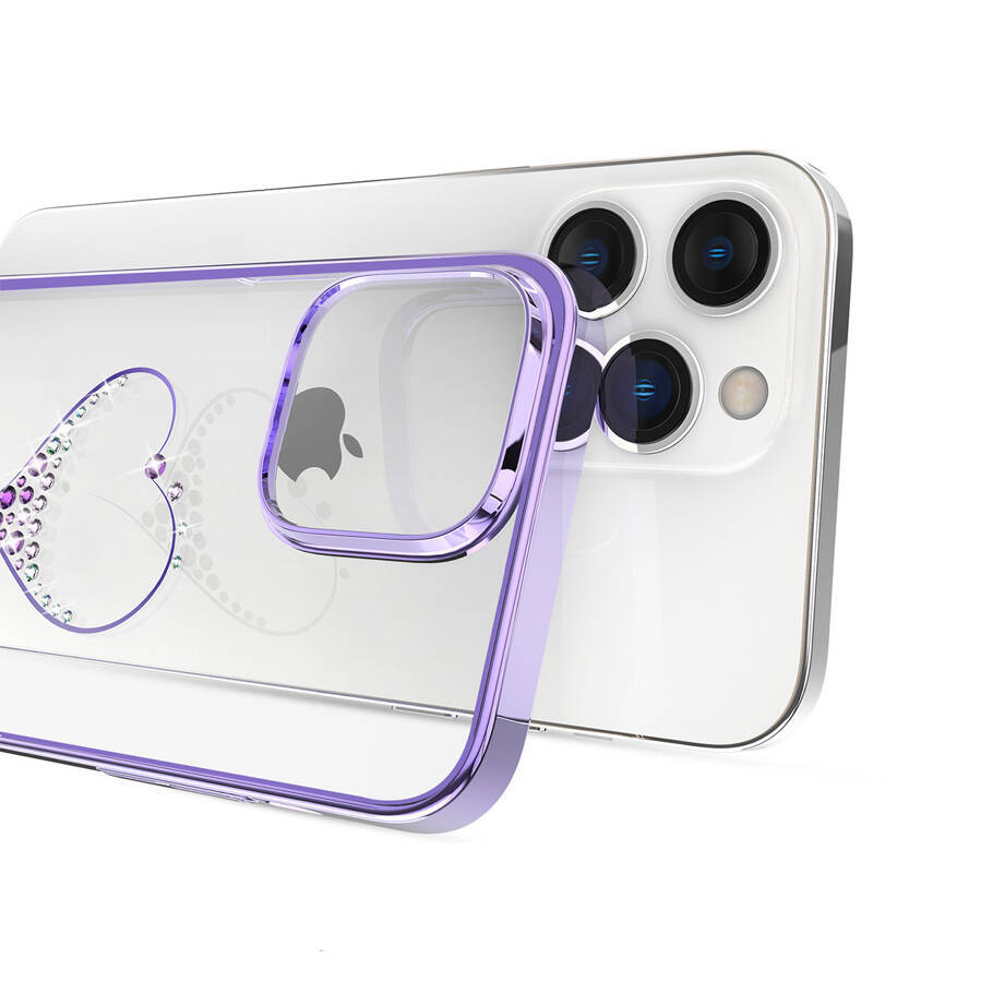 Kingxbar Wish Series etui iPhone 14 Plus ozdobione kryształami fioletowe