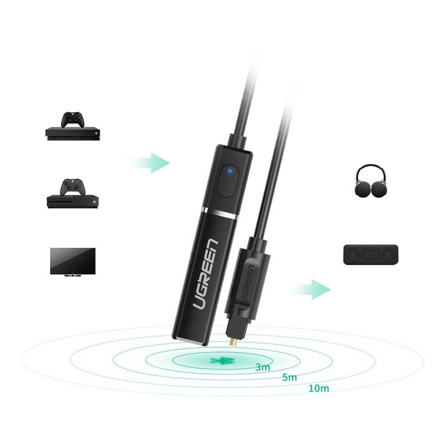 Ugreen transmiter Bluetooth 4.2 bezprzewodowy adapter audio Toslink czarny (50213 CM150)