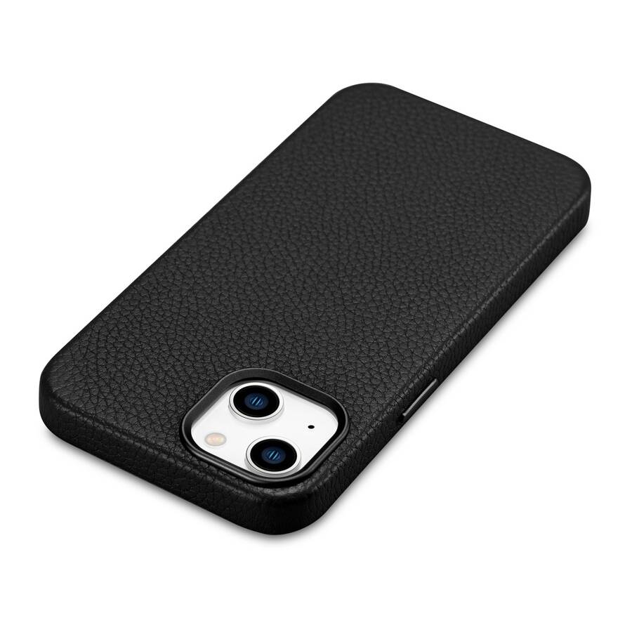 iCarer Litchi Premium Leather Case skórzane etui iPhone 14 magnetyczne z MagSafe czarny (WMI14220709-BK)