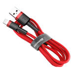 Baseus Cafule Cable wytrzymały nylonowy kabel przewód USB / Lightning QC3.0 2.4A 1M czerwony (CALKLF-B09)